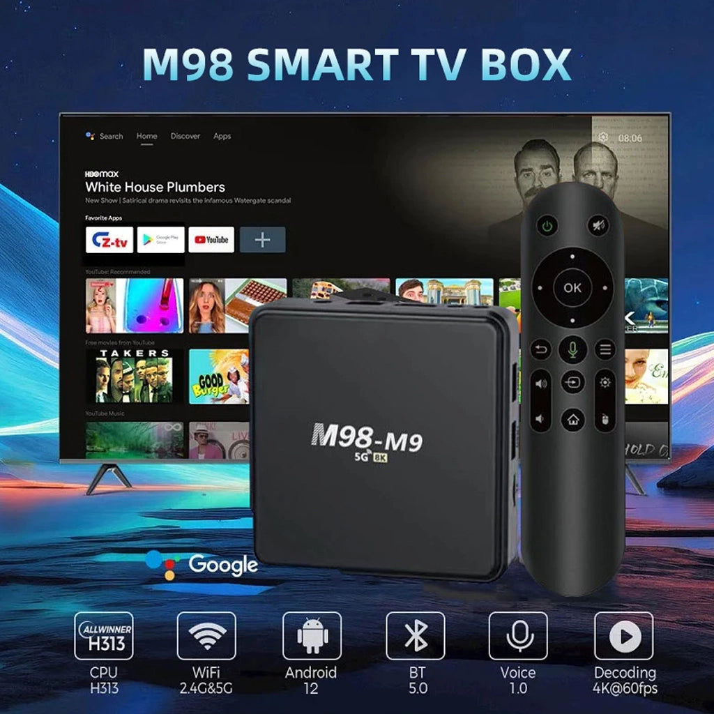 M98-M9 Android 12 TV Box - 8 + 128GB 4K 5G Home Video -COD