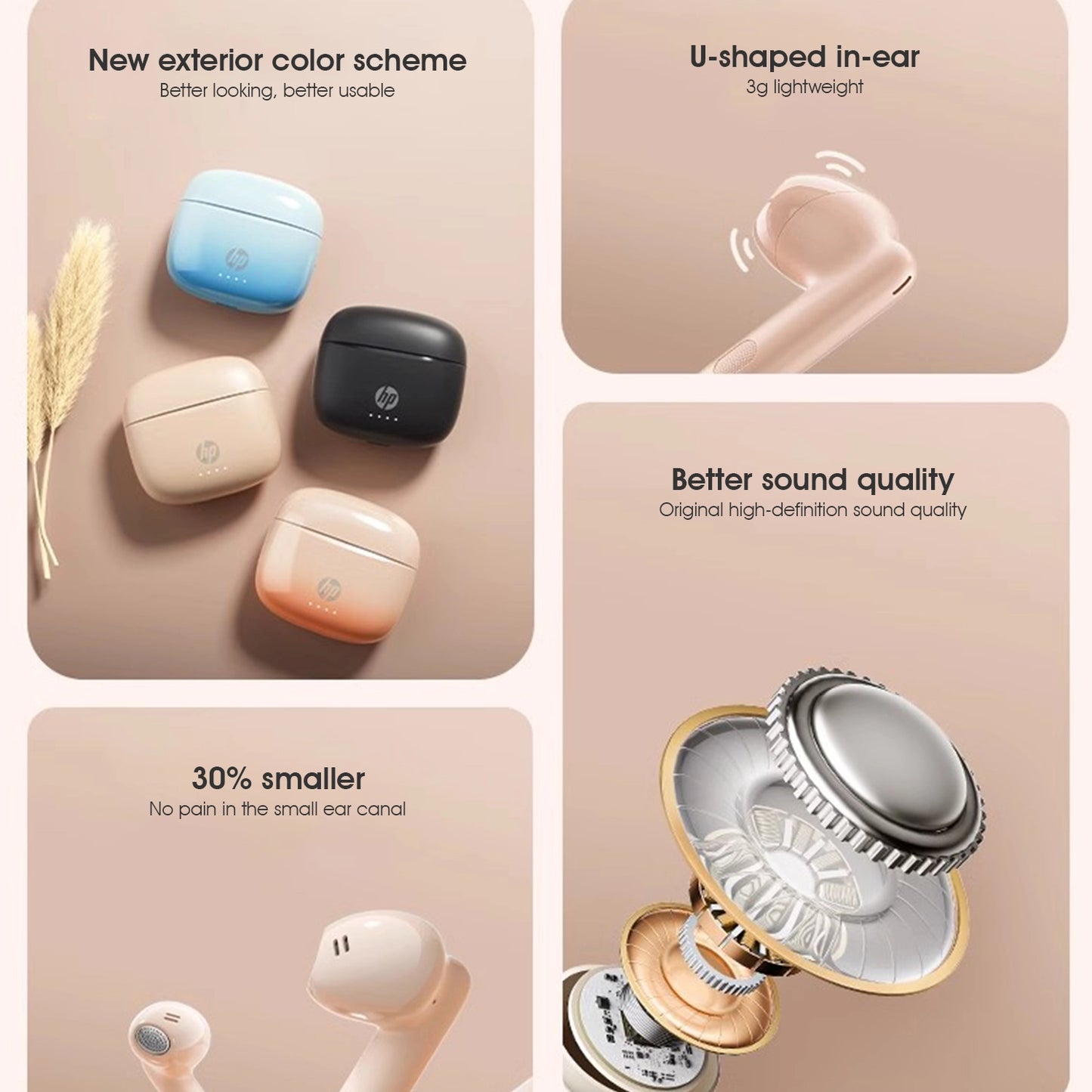 HP H10J Wireless Bluetooth Headphones 2025 New Model Ultra-Long Battery Life High Power Gradient Color Colorful Orange