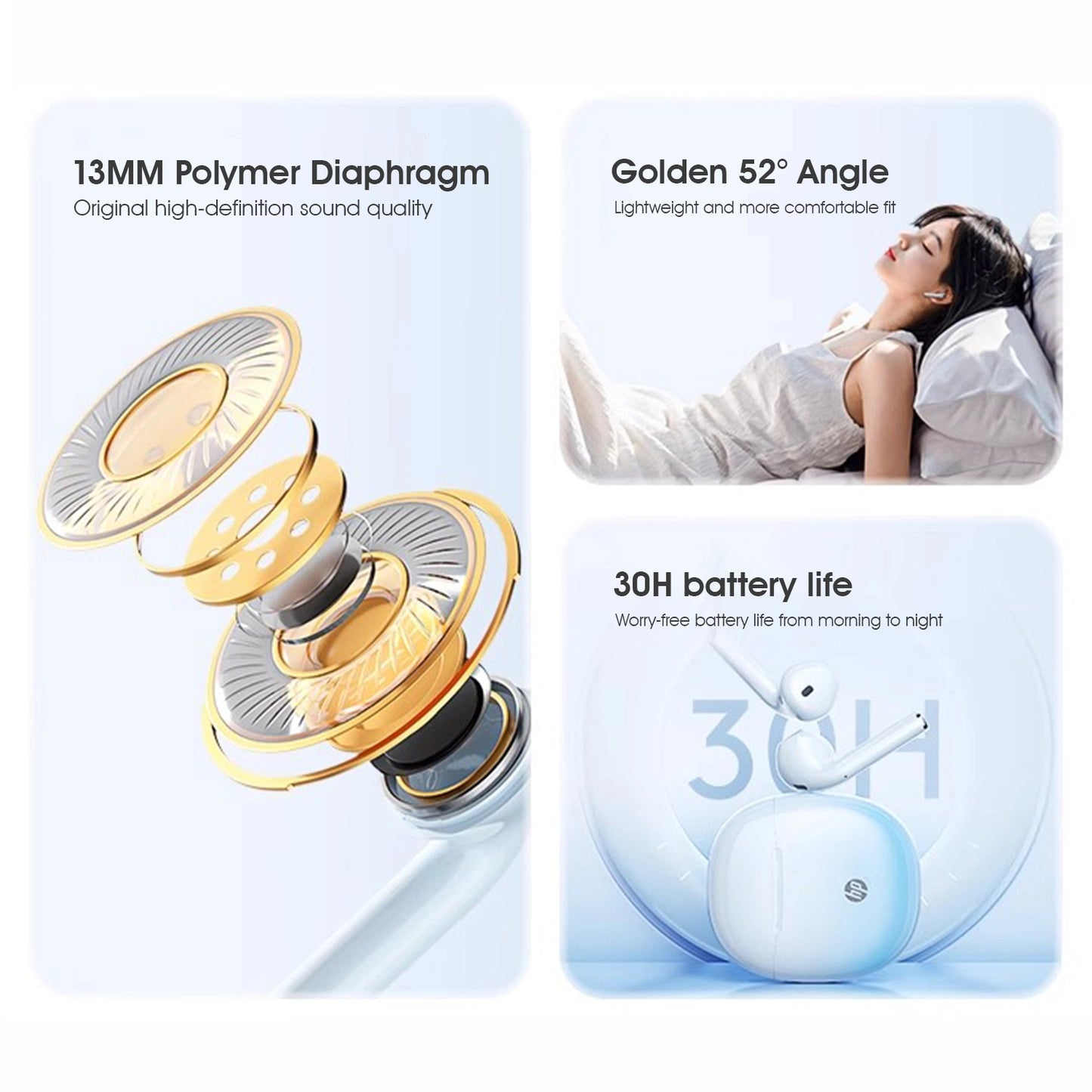 HP H10H Bluetooth Headset Wireless High-end Semi-in-ear Sports Headphones Compatible with Android and iOS 2025 New Colorful Orange
