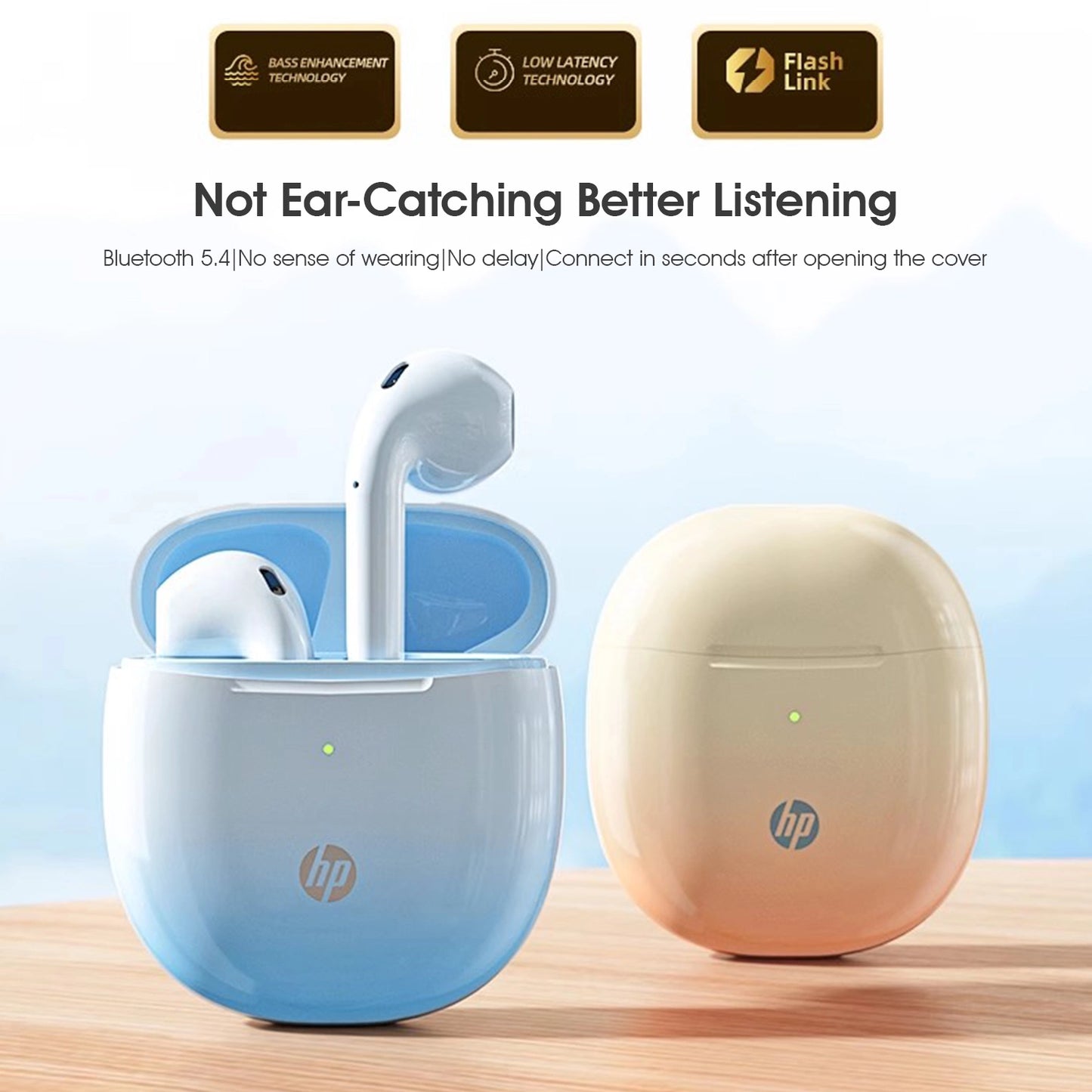 HP H10H Bluetooth Headset Wireless High-end Semi-in-ear Sports Headphones Compatible with Android and iOS 2025 New Colorful Orange
