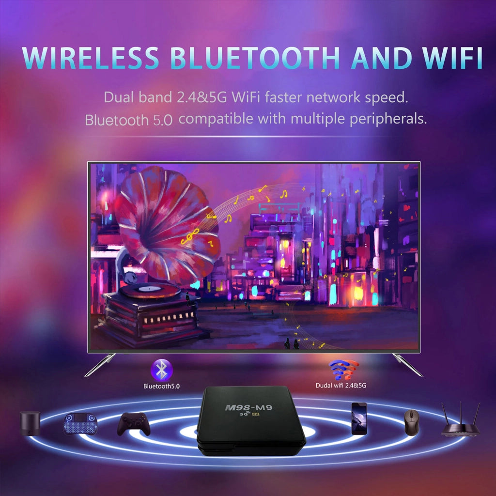 M98-M9 Android 12 TV Box - 8 + 128GB 4K 5G Home Video -COD