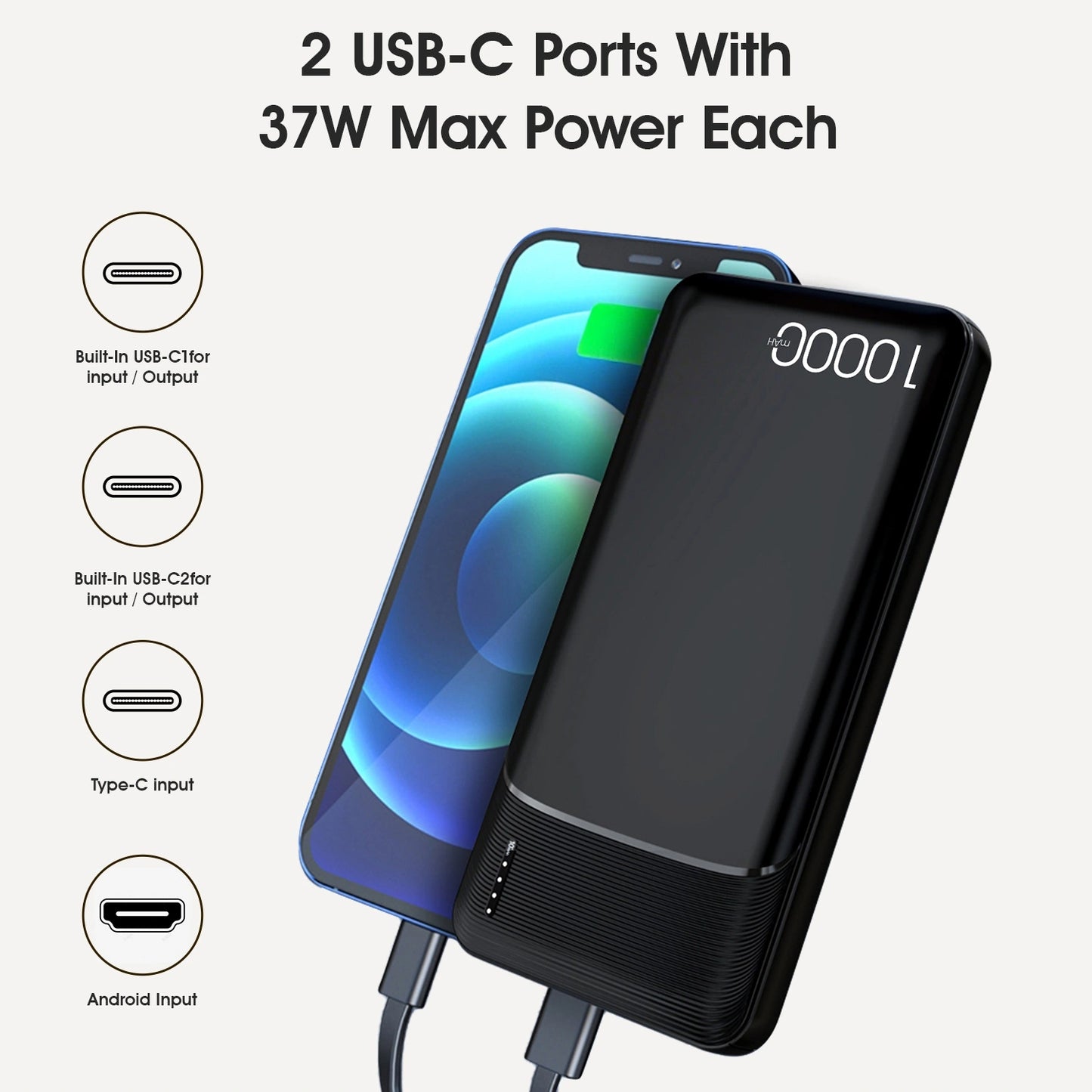 EasyPie Power-Bank 10000 mAh, Jumia Express! Dual USB Power Bank, Smartphone Power Bank, Fast Charging Power Bank - COD
