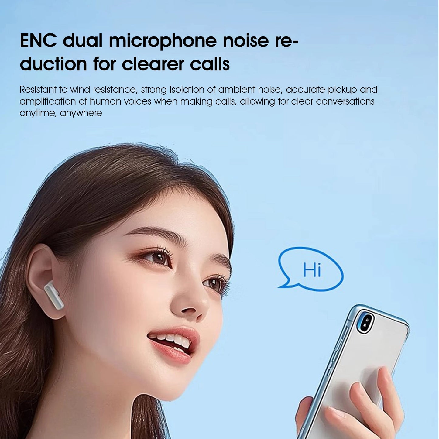 HP H23C Bluetooth True Wireless In-Ear Headphones for Xiaomi Phones (Long-Lasting Battery Life, Workplace, Music, and Sports) (Jinghu White)