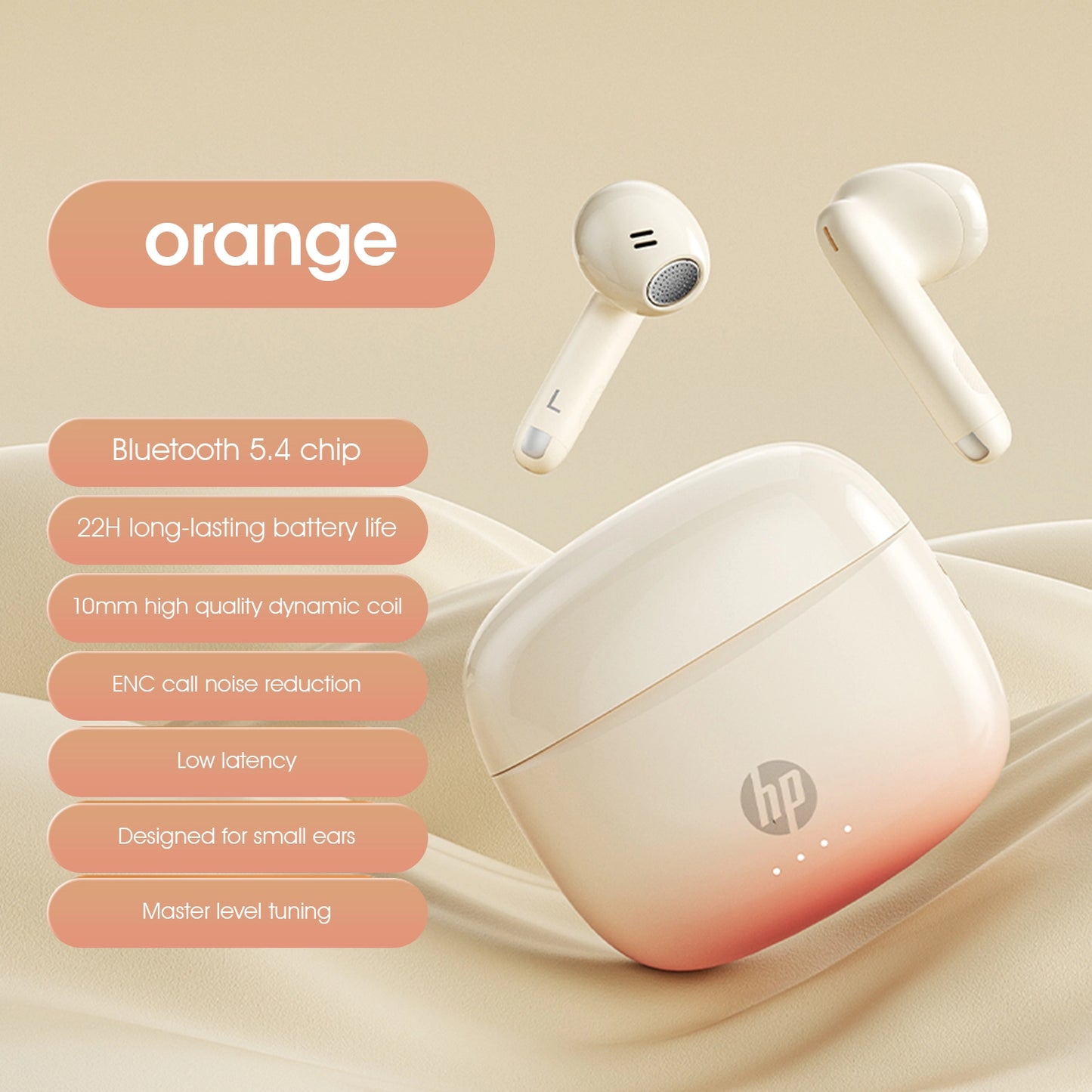 HP H10J Wireless Bluetooth Headphones 2025 New Model Ultra-Long Battery Life High Power Gradient Color Colorful Orange