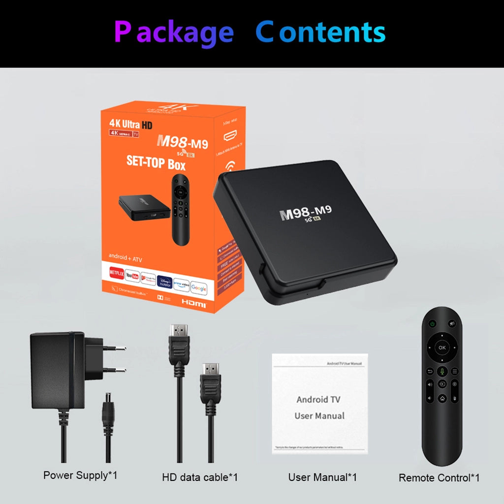 M98-M9 Android 12 TV Box - 8 + 128GB 4K 5G Home Video -COD